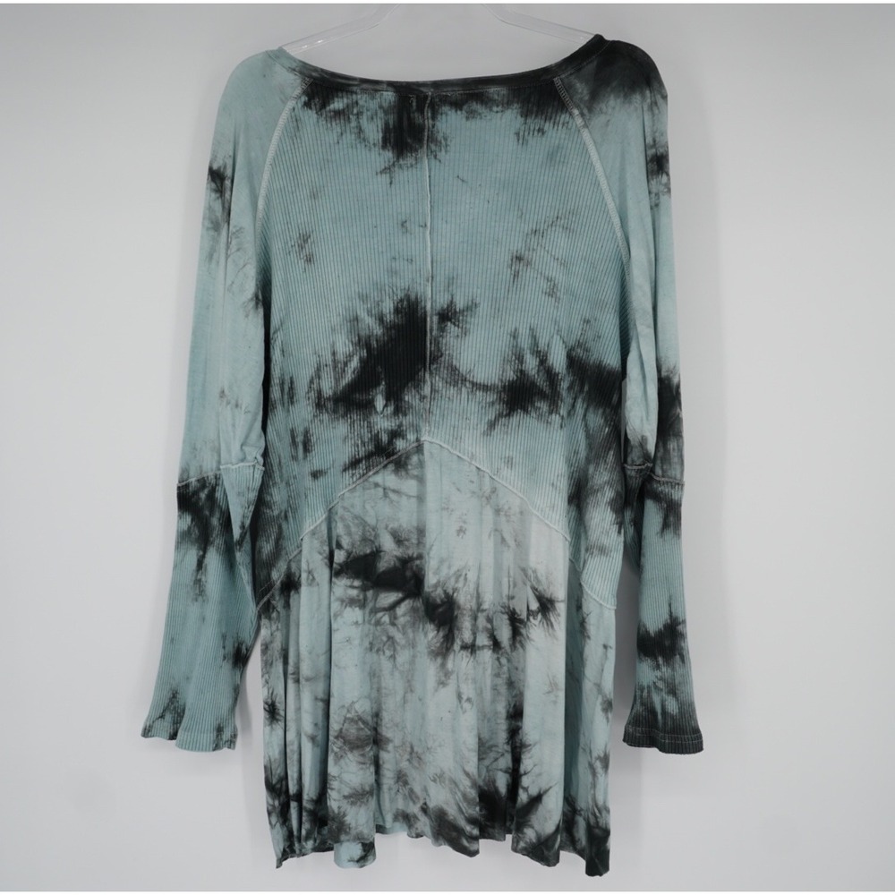 POL Tie Dye V-Neck Tunic Top Teal Black Ribbed Knit Babydoll PLUS 3XL - Picture 8 of 8